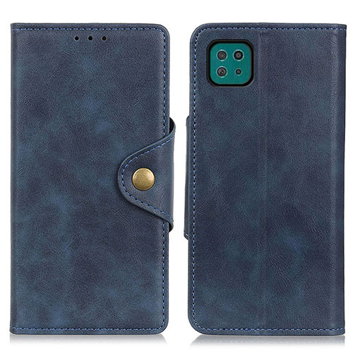 Leather Case Stands Flip Cover Holder N06P for Samsung Galaxy A22 5G Blue