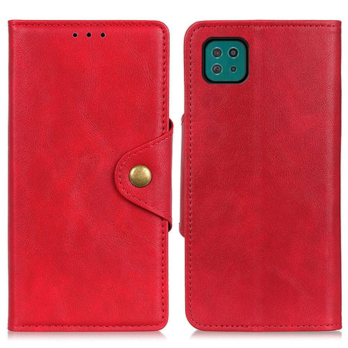 Leather Case Stands Flip Cover Holder N06P for Samsung Galaxy A22 5G Red