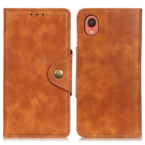 Leather Case Stands Flip Cover Holder N06P for Samsung Galaxy A22 5G SC-56B Brown