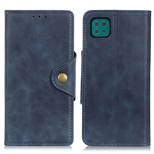 Leather Case Stands Flip Cover Holder N06P for Samsung Galaxy A22s 5G Blue