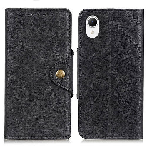 Leather Case Stands Flip Cover Holder N06P for Samsung Galaxy A23s Black