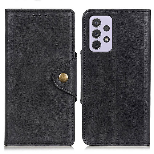 Leather Case Stands Flip Cover Holder N06P for Samsung Galaxy A73 5G Black