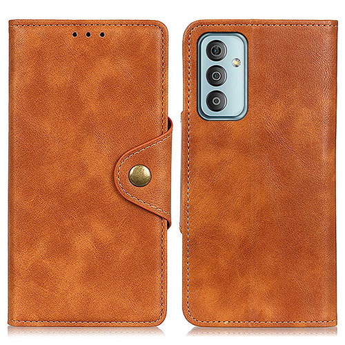 Leather Case Stands Flip Cover Holder N06P for Samsung Galaxy M13 4G Brown