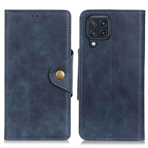 Leather Case Stands Flip Cover Holder N06P for Samsung Galaxy M32 4G Blue