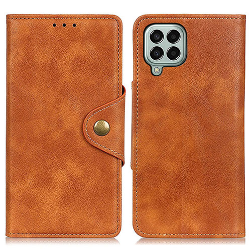 Leather Case Stands Flip Cover Holder N06P for Samsung Galaxy M33 5G Brown