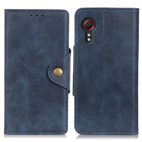 Leather Case Stands Flip Cover Holder N06P for Samsung Galaxy XCover 5 SM-G525F Blue