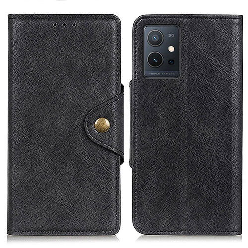 Leather Case Stands Flip Cover Holder N06P for Vivo iQOO Z6 5G Black