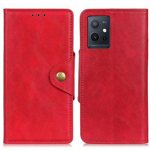 Leather Case Stands Flip Cover Holder N06P for Vivo iQOO Z6 5G Red