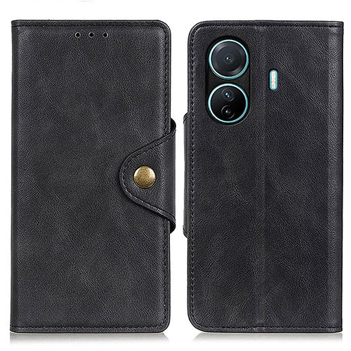 Leather Case Stands Flip Cover Holder N06P for Vivo iQOO Z6 Pro 5G Black