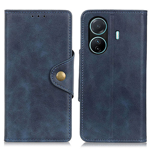 Leather Case Stands Flip Cover Holder N06P for Vivo iQOO Z6 Pro 5G Blue