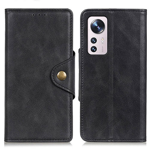 Leather Case Stands Flip Cover Holder N06P for Xiaomi Mi 12 Pro 5G Black