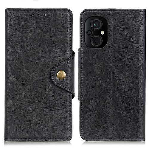 Leather Case Stands Flip Cover Holder N06P for Xiaomi Poco M5 4G Black