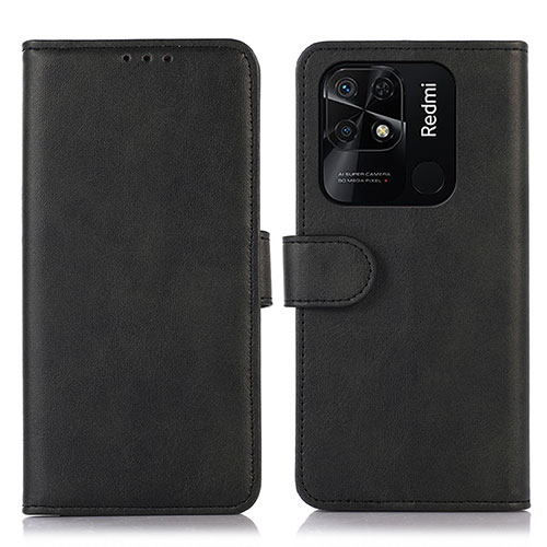 Leather Case Stands Flip Cover Holder N06P for Xiaomi Redmi 10 India Black