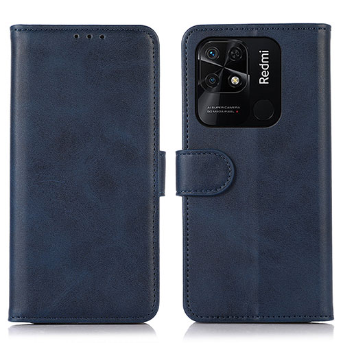 Leather Case Stands Flip Cover Holder N06P for Xiaomi Redmi 10 India Blue