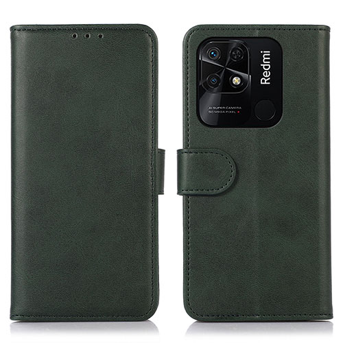 Leather Case Stands Flip Cover Holder N06P for Xiaomi Redmi 10 India Green