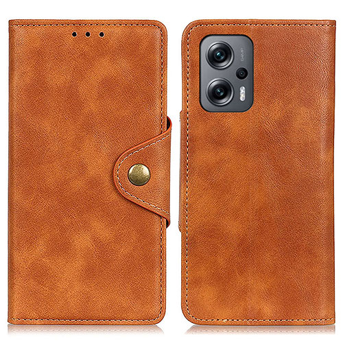 Leather Case Stands Flip Cover Holder N06P for Xiaomi Redmi Note 12 Turbo 5G Brown