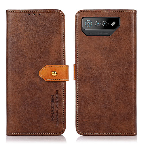 Leather Case Stands Flip Cover Holder N07P for Asus ROG Phone 7 Brown