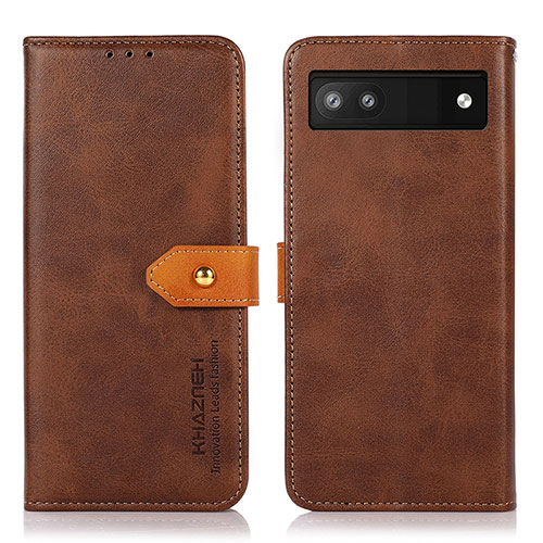 Leather Case Stands Flip Cover Holder N07P for Google Pixel 7a 5G Brown