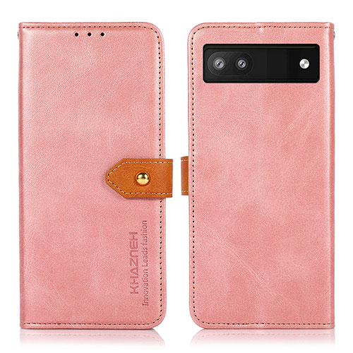 Leather Case Stands Flip Cover Holder N07P for Google Pixel 7a 5G Pink