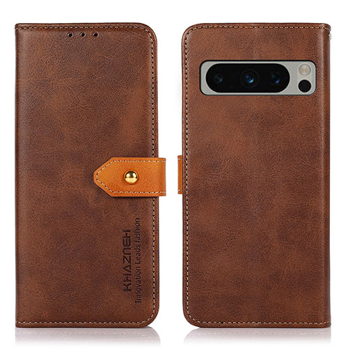 Leather Case Stands Flip Cover Holder N07P for Google Pixel 8 Pro 5G Brown