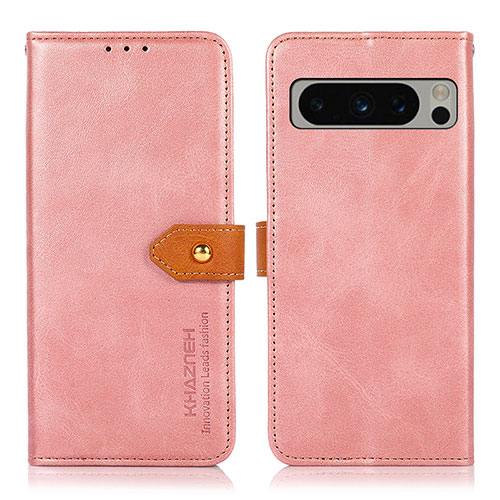 Leather Case Stands Flip Cover Holder N07P for Google Pixel 8 Pro 5G Pink