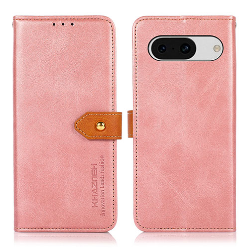 Leather Case Stands Flip Cover Holder N07P for Google Pixel 8a 5G Pink