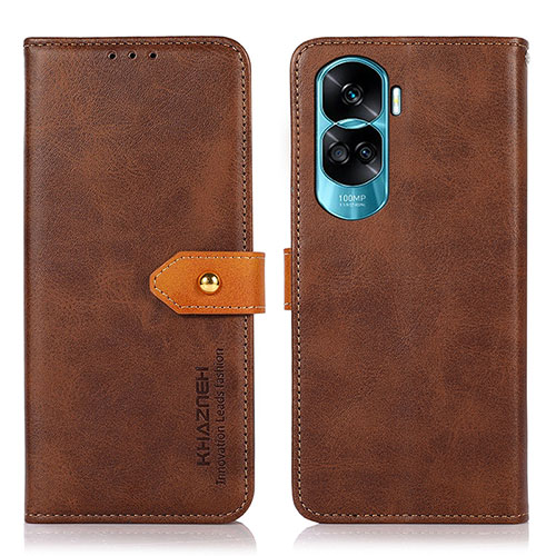 Leather Case Stands Flip Cover Holder N07P for Huawei Honor 90 Lite 5G Brown