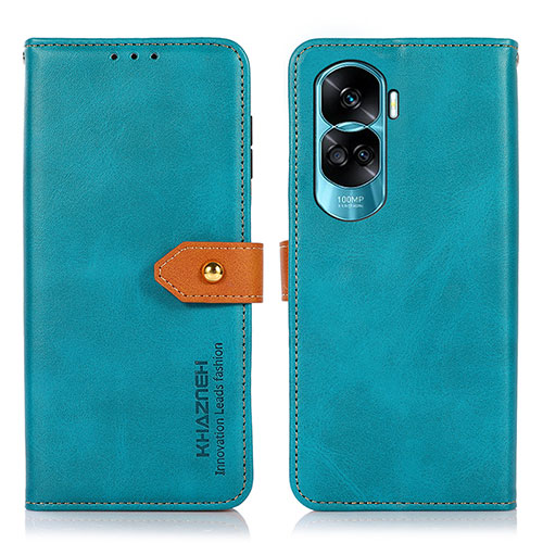 Leather Case Stands Flip Cover Holder N07P for Huawei Honor 90 Lite 5G Cyan