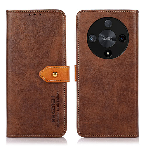 Leather Case Stands Flip Cover Holder N07P for Huawei Honor Magic6 Lite 5G Brown