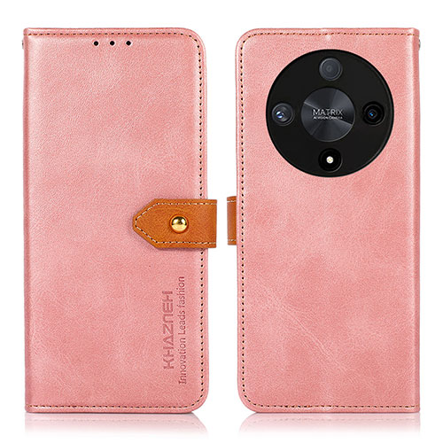 Leather Case Stands Flip Cover Holder N07P for Huawei Honor Magic6 Lite 5G Pink