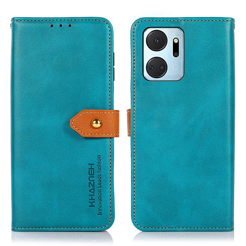 Leather Case Stands Flip Cover Holder N07P for Huawei Honor X7a Cyan