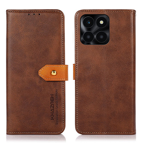 Leather Case Stands Flip Cover Holder N07P for Huawei Honor X8b Brown