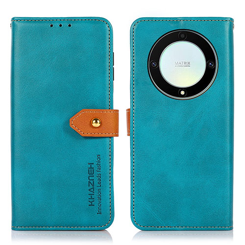 Leather Case Stands Flip Cover Holder N07P for Huawei Honor X9a 5G Cyan