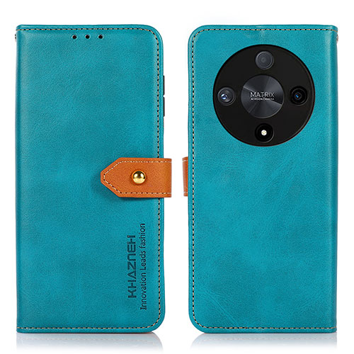 Leather Case Stands Flip Cover Holder N07P for Huawei Honor X9b 5G Cyan