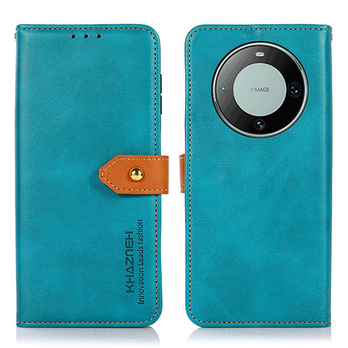 Leather Case Stands Flip Cover Holder N07P for Huawei Mate 60 Cyan