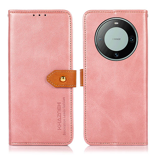 Leather Case Stands Flip Cover Holder N07P for Huawei Mate 60 Pink