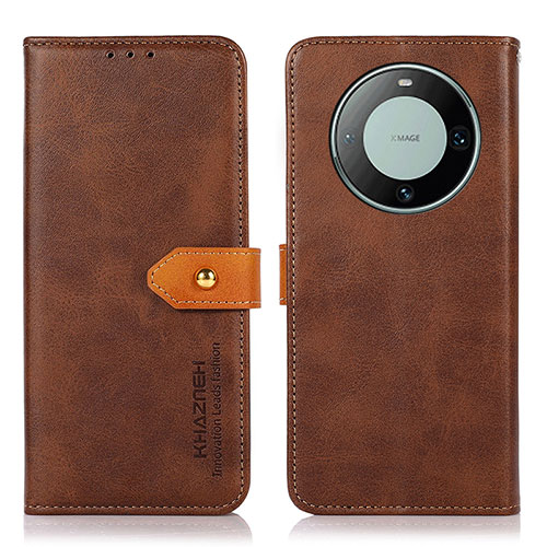 Leather Case Stands Flip Cover Holder N07P for Huawei Mate 60 Pro Brown