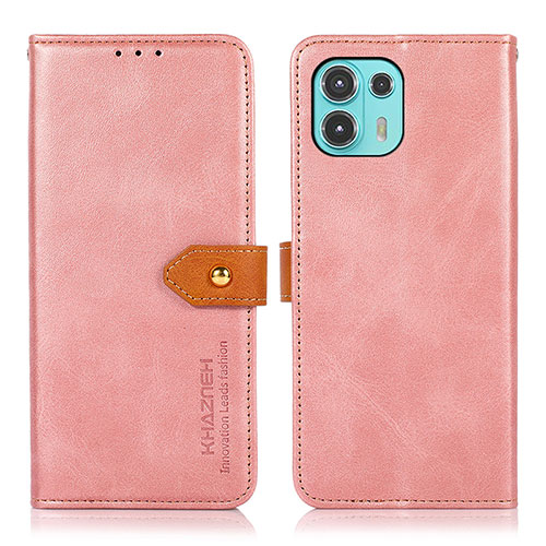 Leather Case Stands Flip Cover Holder N07P for Motorola Moto Edge 20 Lite 5G Pink