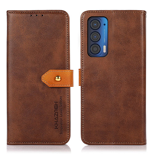 Leather Case Stands Flip Cover Holder N07P for Motorola Moto Edge (2021) 5G Brown