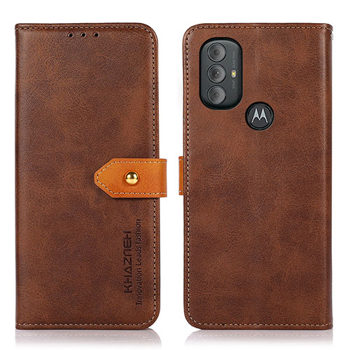 Leather Case Stands Flip Cover Holder N07P for Motorola Moto G Play (2023) Brown