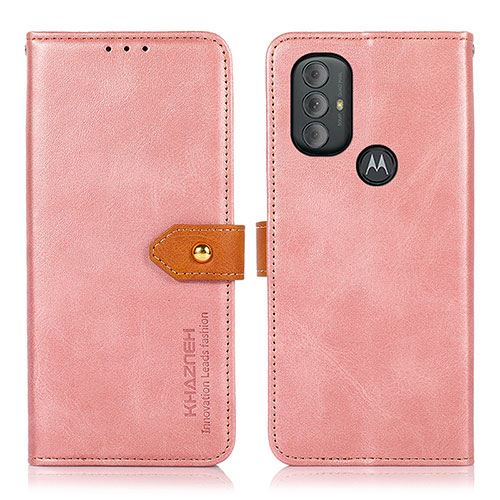 Leather Case Stands Flip Cover Holder N07P for Motorola Moto G Play (2023) Pink