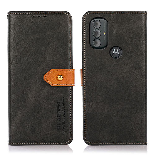 Leather Case Stands Flip Cover Holder N07P for Motorola Moto G Power (2022) Black