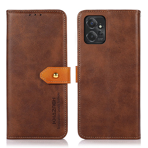 Leather Case Stands Flip Cover Holder N07P for Motorola Moto G Power 5G (2023) Brown