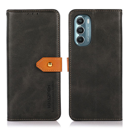 Leather Case Stands Flip Cover Holder N07P for Motorola Moto G Stylus (2022) 4G Black