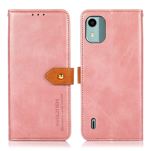 Leather Case Stands Flip Cover Holder N07P for Nokia C12 Pink