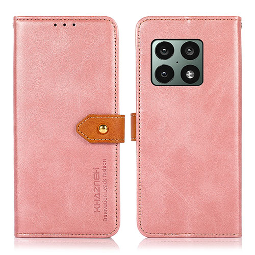 Leather Case Stands Flip Cover Holder N07P for OnePlus 10 Pro 5G Pink