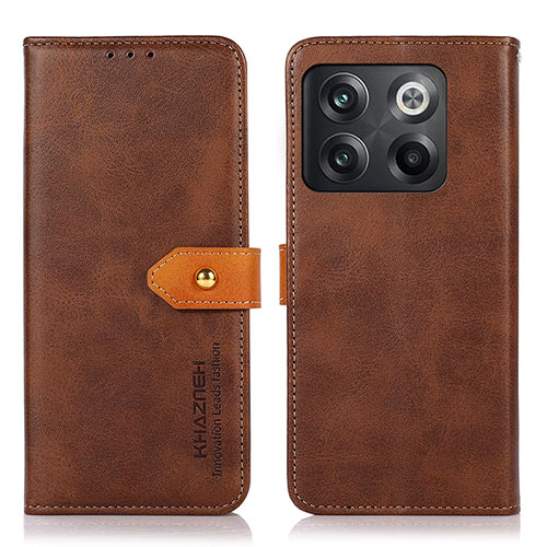 Leather Case Stands Flip Cover Holder N07P for OnePlus 10T 5G Brown