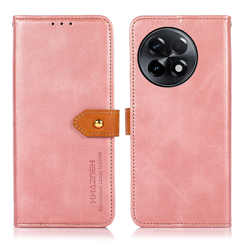 Leather Case Stands Flip Cover Holder N07P for OnePlus 11R 5G Pink