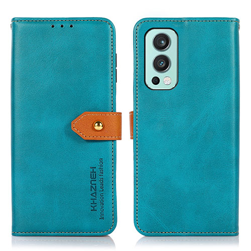 Leather Case Stands Flip Cover Holder N07P for OnePlus Nord 2 5G Cyan