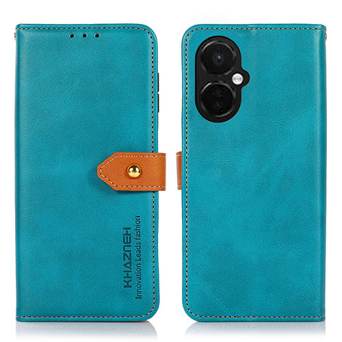 Leather Case Stands Flip Cover Holder N07P for OnePlus Nord CE 3 Lite 5G Cyan